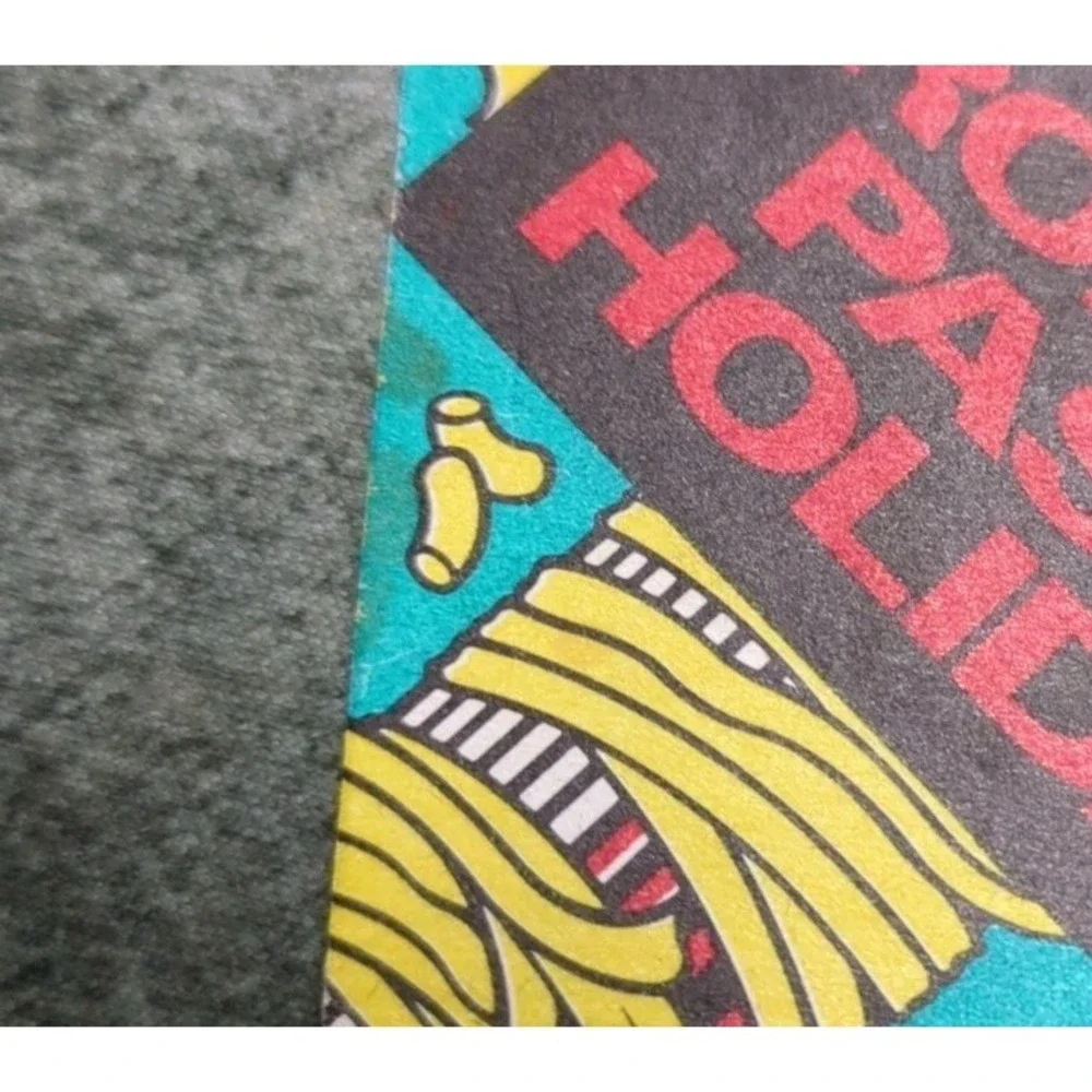 Vintage Paper Restaurant Coaster Roman‎ Pasta Holiday 80s 90s Teal Red Black